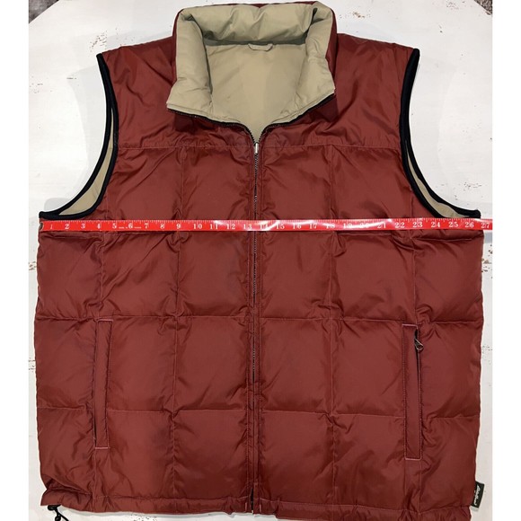 Eddie Bauer Down Puffer Vest Adult Extra Large Red Gray Reversible Goose Mens XL - Picture 6 of 16